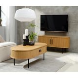 Salontafel Nola Naturel 60x120cm - Giga Living - Metaal/Eiken Fineer