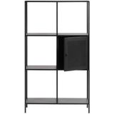 Boekenkast Malibu Zwart 1 Deur H135cm - Giga Living - Metaal