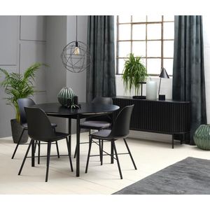 Eettafel Savona Zwart Ø120cm - Giga Living - Eikenhout/Metaal