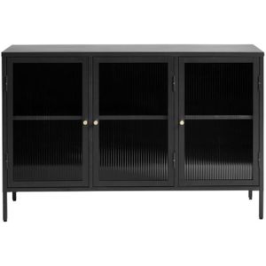 Dressoir Bronco Zwart Glas 3 Delen - Giga Living - Metaal/Glas - 85x132cm