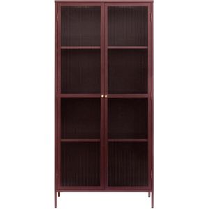 Vitrinekast Metaal Rood - 90x190cm - 4 Planken - Kast Bronco - Giga Living