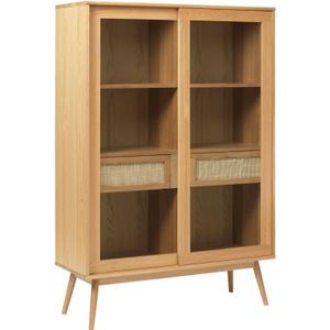 Vitrinekast Barrali Naturel Eiken 160cm - Giga Living - Eikenhout/Glas