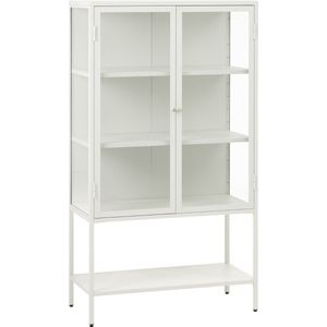 Vitrinekast Carmel Hoog Greige Metaal 160cm - Giga Living Wit