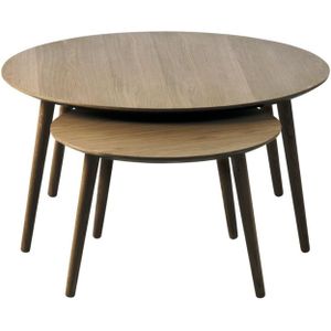 Salontafel Rond Donkerbruin - Eikenhout - Set van 2 - House Nordic