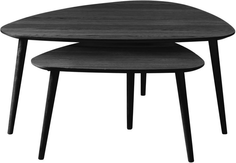 House Nordic - Salontafel Driehoekig - Zwart - Eikenhout - Set van 2