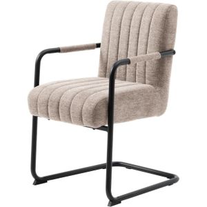Eetkamerstoel beige met armleuning
