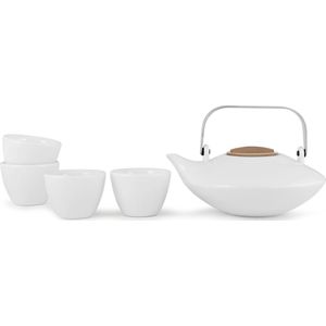 Teiera Amelia Infusore Acciaio Viva Scandinavia Teiera Amelia In Porcellana - 750 Ml Bianco Con Coperchio Legno Teiera Design Classica