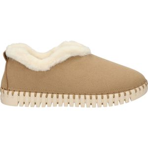 Ilse Jacobsen Pantoffels Dames Sloffen / Instappers - Suède - Harde zool - Dichte hiel - Tulip 3050 - Beige - Maat 37