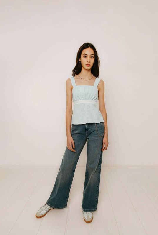 Frankie&Liberty Top - Zacht Polyester en Katoen - Speelse Hals - Kapmouwtjes