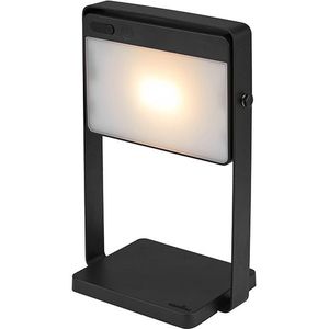 Nordlux Saulio LED tafellamp op zonne-energie, zwart, IP44, aluminium, USB,