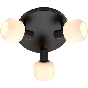 Nordlux Milford mini-plafondlamp-Rondel-3x E14-opaal glas/zwart