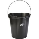 Vikan Hygiene 5686-9 Bucket, 12 l, zwart, met meting en uitloop, 6