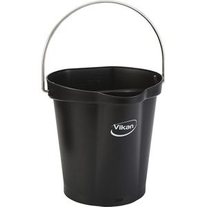 Vikan Emmer 56889- 6 Liter - Zwart - Stevige Emmer - Chemicaliën bestendig - Maximaal 100°C - Geschikt voor Voedselverwerking en Schoonmaakwerkzaamheden