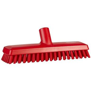 Vikan 70414 Stiff Bristle Deck Scrub, 10-3/4"" polyester, rood