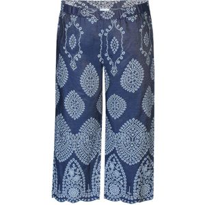 Zhenzi - Wide Leg Regular Waist Broek - Donkerblauw - Broderie