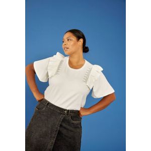 Anyday - T-shirt - Wit - Dames - Katoen met Elastaan - Ronde Hals - Korte Mouwen