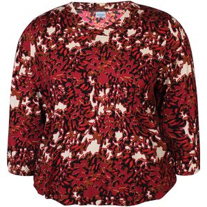 Zhenzi - Top - Rood - Driekwart Mouwen - V-hals