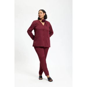 Anyday - Straight High Waist Pantalon - Donkerrood