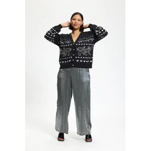 Anyday - Wide Leg High Waist Broek - Zilver