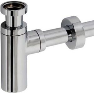 Bekersifon - Hoog Model - Chroom - 32mm - Inclusief Muurbuis en Rozet