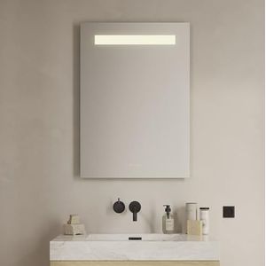 Loevschall Venice Vierkante spiegel met ledverlichting, badkamerspiegel met aanraakschakelaar, 60 x 85 cm, verstelbare badkamerspiegel met verlichting