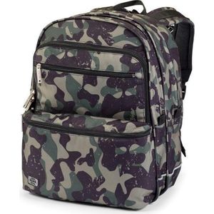 JEVA Square Green Camou - Rugzak met Camouflage print - Inclusief Gymtas
