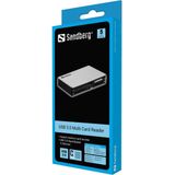 Sandberg 133-73 geheugenkaartlezer USB 3.2 Gen 1 (3.1 Gen 1) Type-A Zwart, Zilver