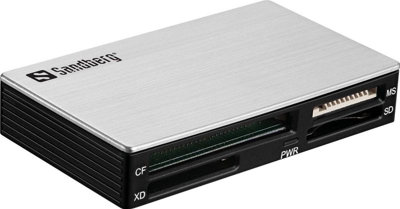 Sandberg 133-73 geheugenkaartlezer USB 3.2 Gen 1 (3.1 Gen 1) Type-A Zwart, Zilver
