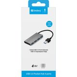 Sandberg 133-88 interface hub USB 3.2 Gen 1 (3.1 Gen 1) Type-A 5000 Mbit/s Wit