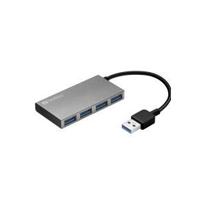 Sandberg USB 3.0 Pocket Hub 4 ports, USB 3.2 Gen 1 (3.1 Gen 1) Type-A, USB 3.2 Gen 1 (3.1 Gen 1) Type-A, 5000 Mbit/s, Weiß, Aluminium, RoHS