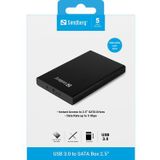 Sandberg - USB 3.0 naar SATA Box - Harde Schijf Behuizing - Zwart - ABS-kunststof