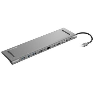 Sandberg 136-31 laptop dock & poortreplicator Bedraad USB 3.2 Gen 1 (3.1 Gen 1) Type-C Aluminium