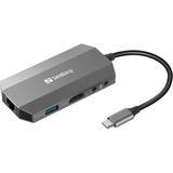 Sandberg USB-C 6-in1 Travel Dock - Dockingstation - USB-C - HDMI - 1GbE