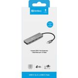 Sandberg 136-41 interface hub USB 3.2 Gen 1 (3.1 Gen 1) Type-C 10000 Mbit/s Grijs