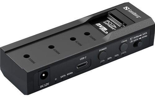 Sandberg 136-49 basisstation voor opslagstations USB 3.2 Gen 2 (3.1 Gen 2) Type-C Zwart