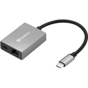 Sandberg - USB-C Gigabit Adapter - Grijs - 100W Stroomvoorziening
