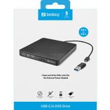 Sandberg - USB-C/A DVD Drive - Optische Drive - Zwart