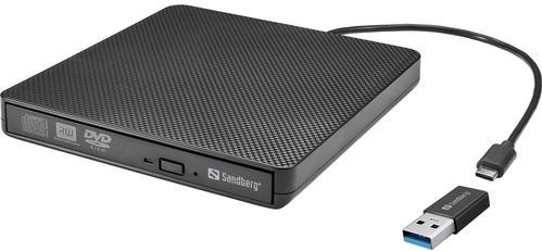 Sandberg - USB-C/A DVD Drive - Optische Drive - Zwart