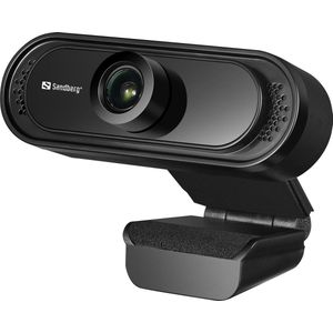 Sandberg 333-96 USB FHD 2MP Webcam met Mic 1080p 30fps Glas Lens 60° Clip-on/Stand, 5 Jaar Garantie