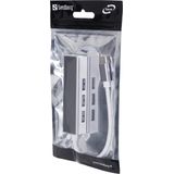 Sandberg USB-C Hub - 4 x USB 3.0 - Aluminium - Zilver