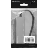 Sandberg USB-C Hub - 4 x USB 3.0 - Aluminium - Zilver