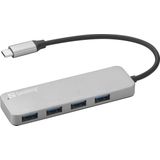 Sandberg USB-C Hub - 4 x USB 3.0 - Aluminium - Zilver