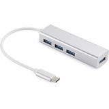 Sandberg USB-C Hub - 4 x USB 3.0 - Aluminium - Zilver