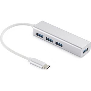 Sandberg USB-C Hub - 4 x USB 3.0 - Aluminium - Zilver