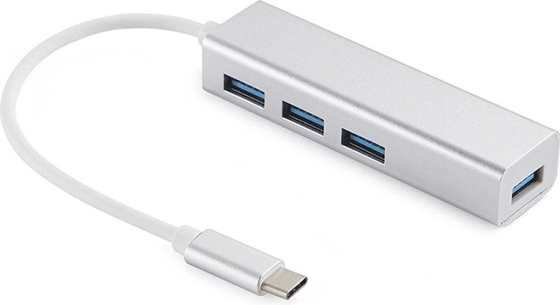 Sandberg USB-C Hub - 4 x USB 3.0 - Aluminium - Zilver