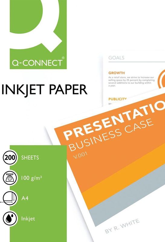 Q-Connect - Inkjetpapier - A4 - 100 g/m² - Verpakking van 200 Vellen