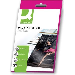 Q-Connect Inkjet fotopapier, hoogglans (260 g/m², 10 x 15 cm, 25 x), Fotopapier, Wit