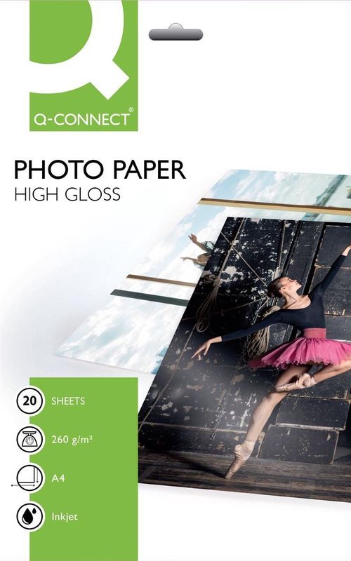 Q-Connect - Fotopapier - Wit - Hoogglans - A4 - 20 Vellen