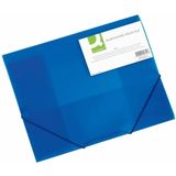 Q-CONNECT elastomap, A4, 3 kleppen en elastieken, transparant PP, blauw