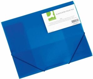 Q-CONNECT elastomap, A4, 3 kleppen en elastieken, transparant PP, blauw